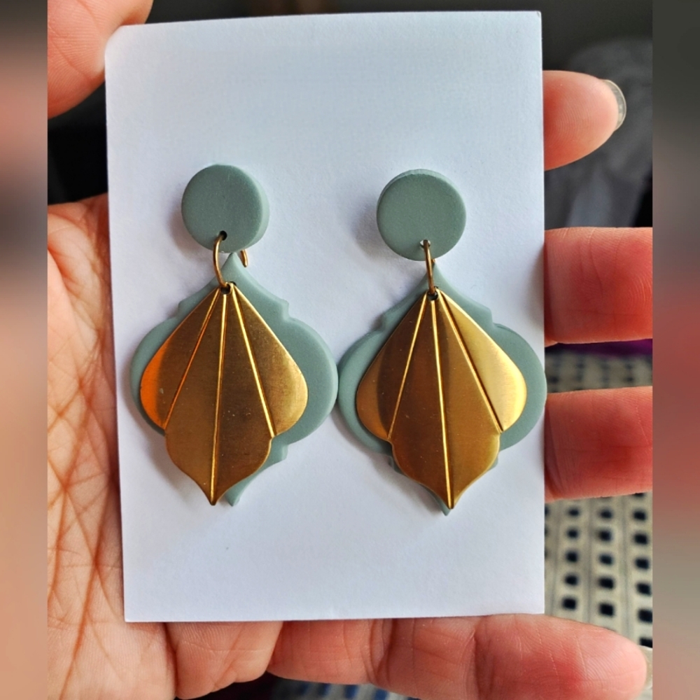 Green & Golf Clay Dangle Earrings